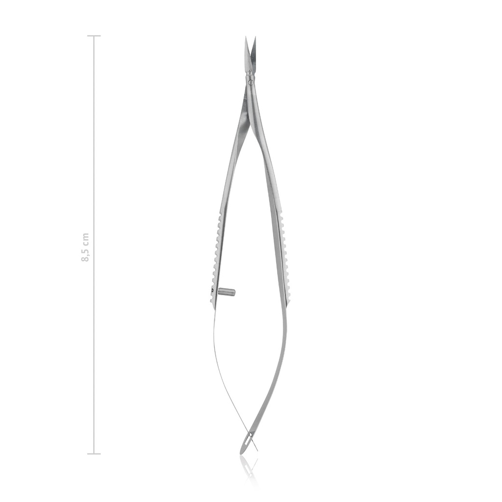 Capsulotomy scissors VANNAS, pointed, curved 7.0 mm long blades, length 8.5 cm