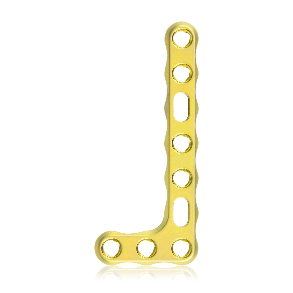 EickLoxx Small Contour 2.2, L-plate left, 9-hole, System 1,7/2.3mm, yellow, 18 x 39 mm