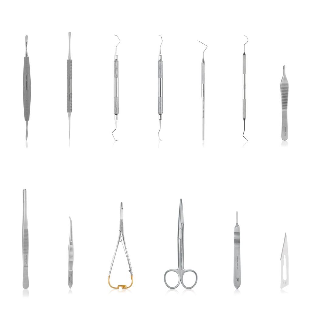 Basic set for the diagnosis of the gums, teeth and periodontal surgery in dogs + cats