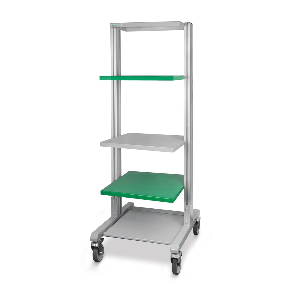 Endoscopy cart "Eickemeyer", with 3 adjustable shelfs and one fixed 54 x 50 cm, H = 170 cm, base 70 x 60 cm