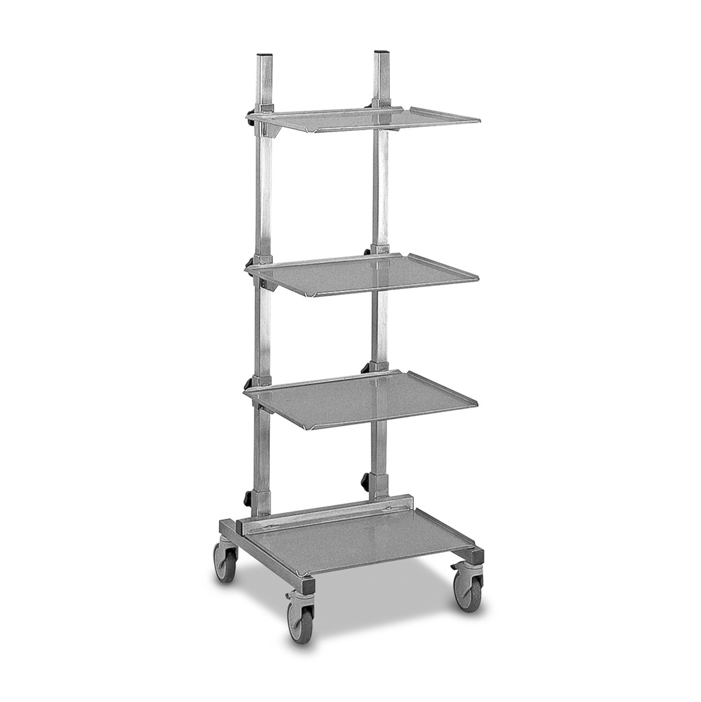 Endoscopy cart / stainless steel, with 3 adjustable shelfs, shelf size 60 x 60 cm