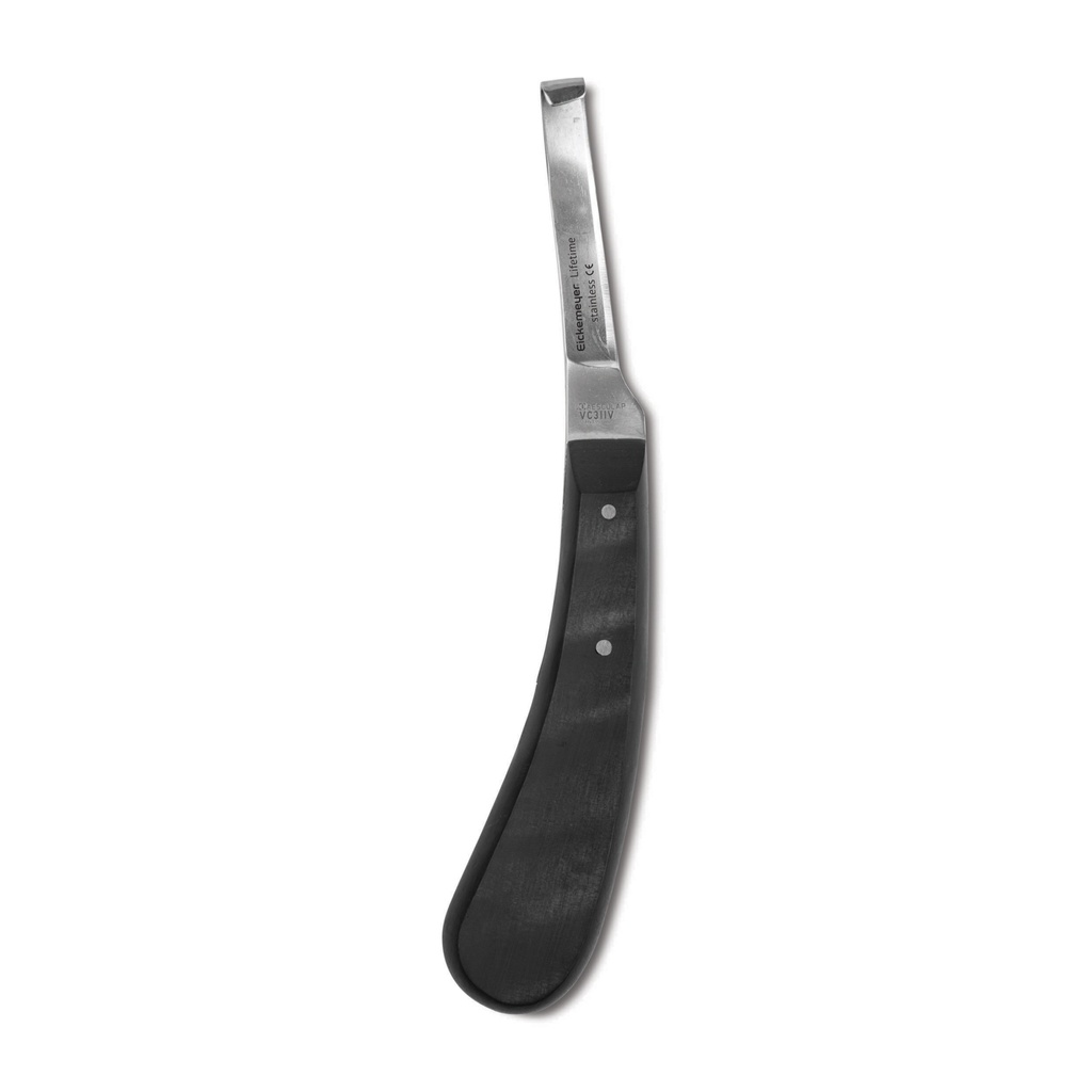 Hoof knife with ebony handle, lefthand, narrow 