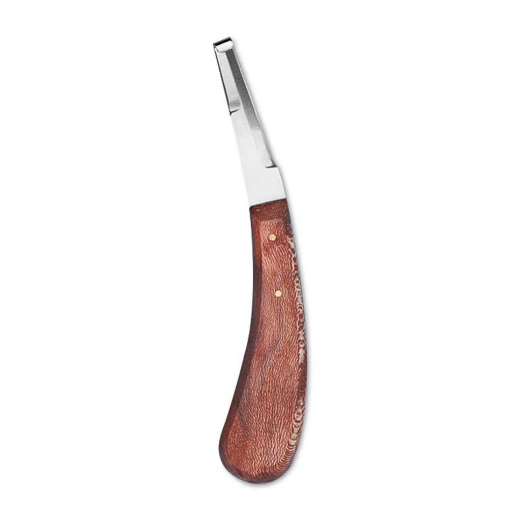 Hoof knife with wooden handle, double edge 