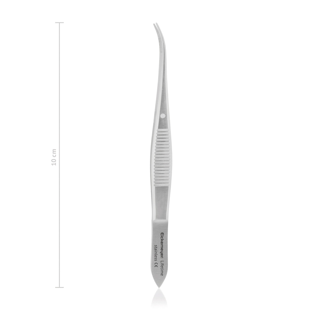 Iris forceps Gräfe curved, 10 cm, serrated 