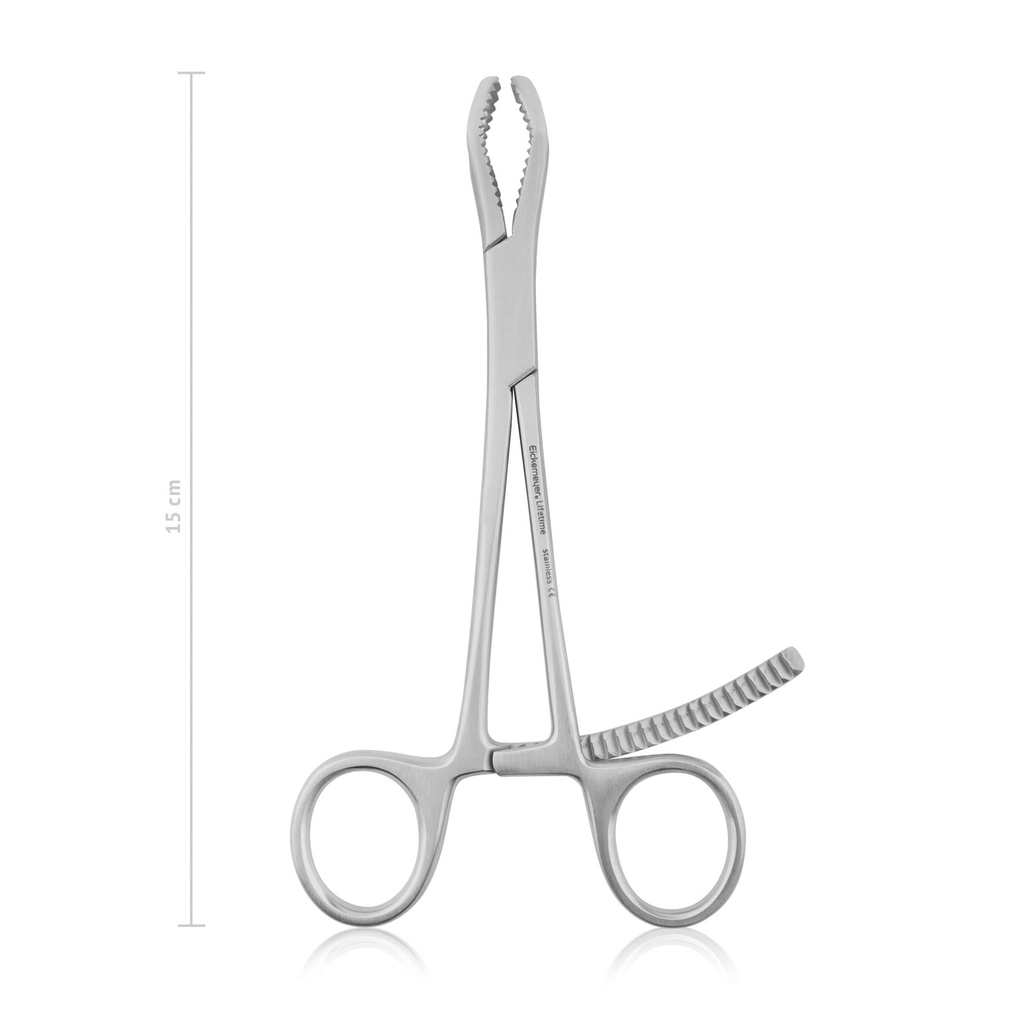 Bone holding forceps with window, 15 cm, 6" 