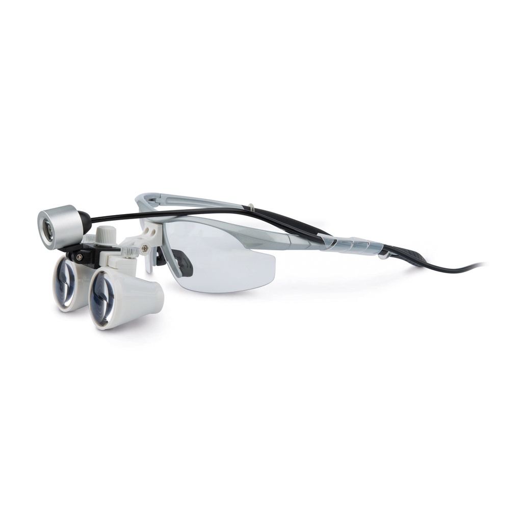 Loupe glasses 2,5x magnification with LED lamp, battery and charger 