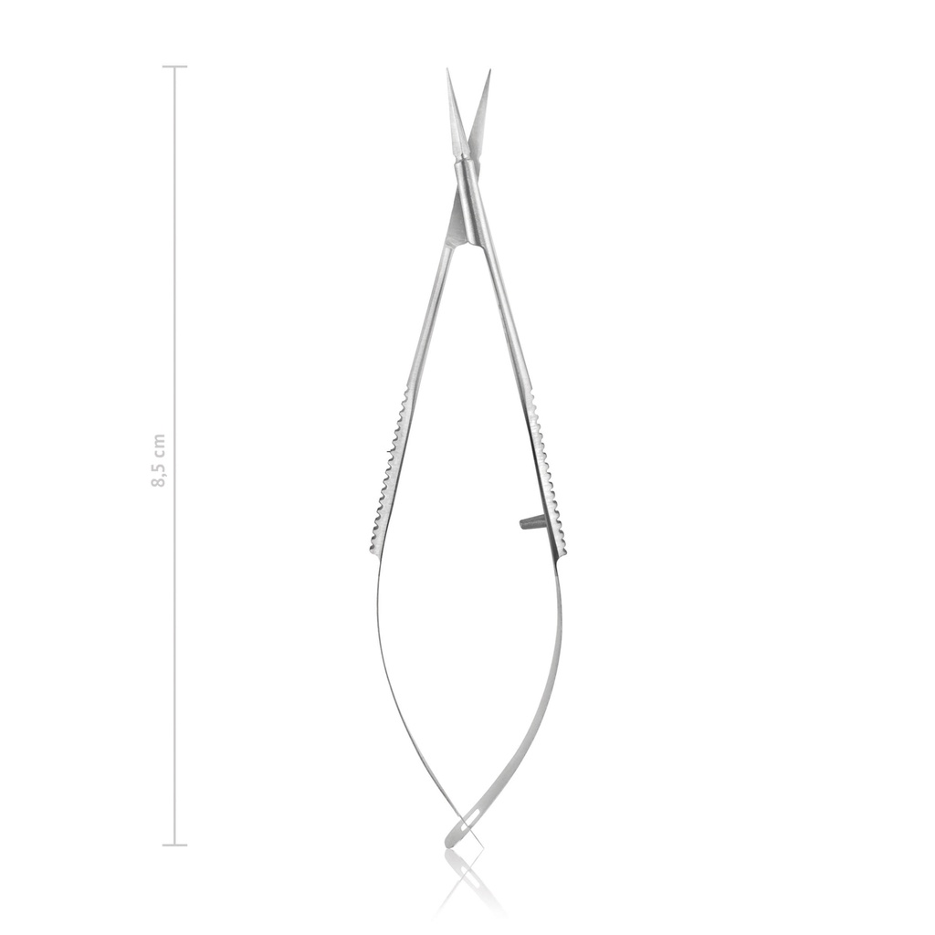 Secondary cataract scissors Vannas, 8,5 cm, straight, sharp, curved 