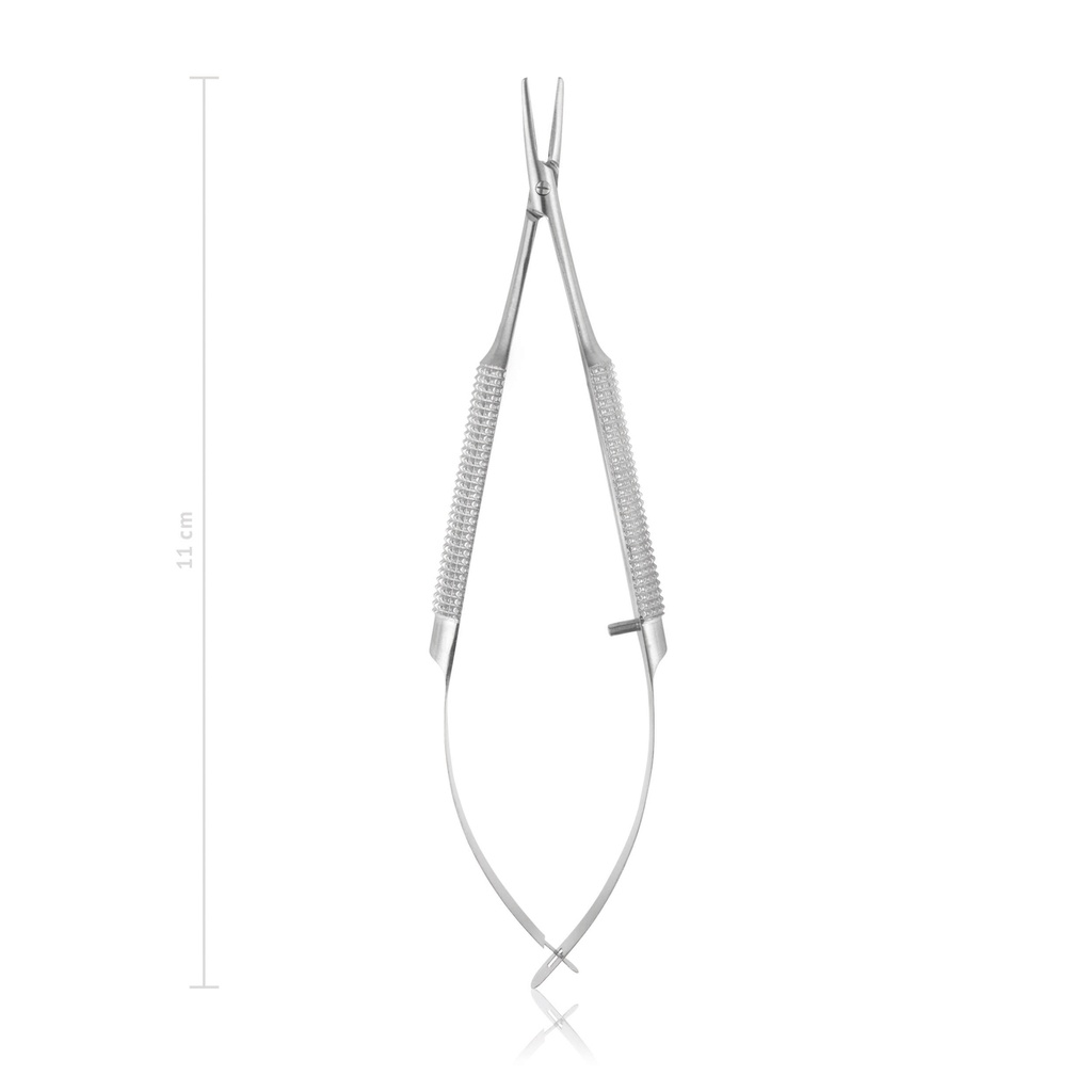 Eye needle holder Barraquer, curved, 11 cm, 4 1/4", without ratchet 