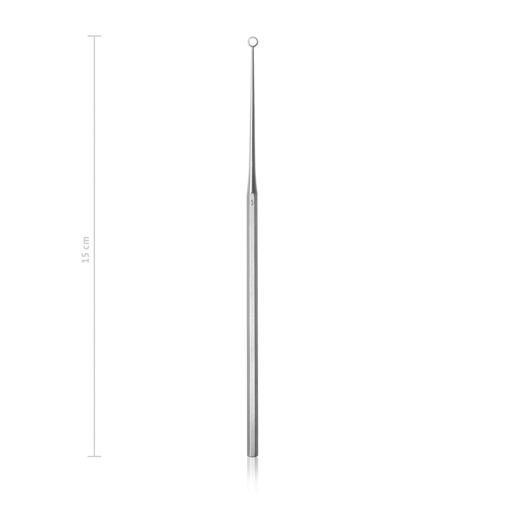 Ear curette Buck, curved, blunt, L = 15 cm, size 0 