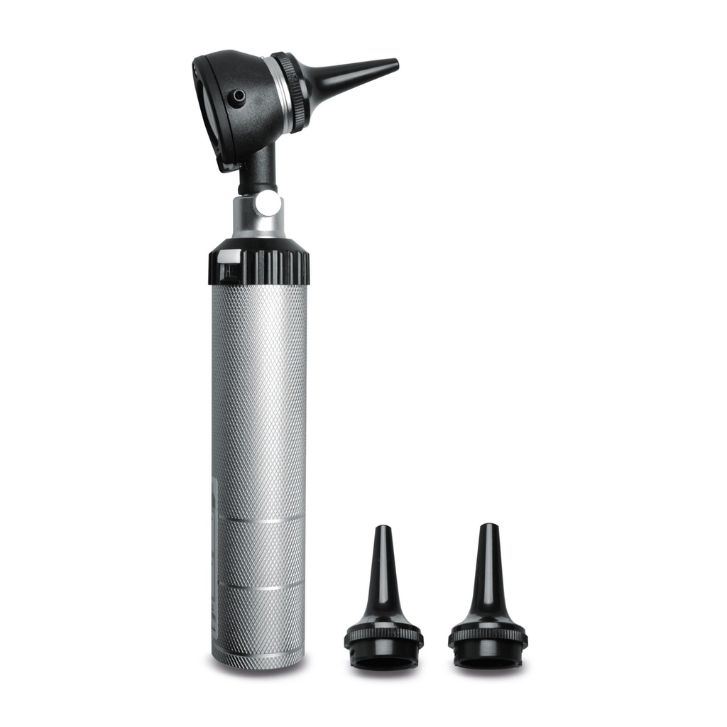 Otoscope Set with handle, otoscope head with loupe, 3 speculas and 2 batteries 