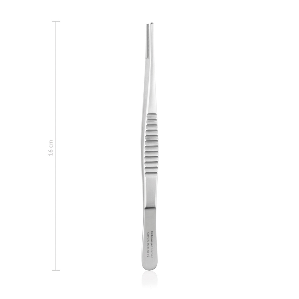 Atraumatic forceps, 16 cm, 2 mm, De Bakey, toothed 