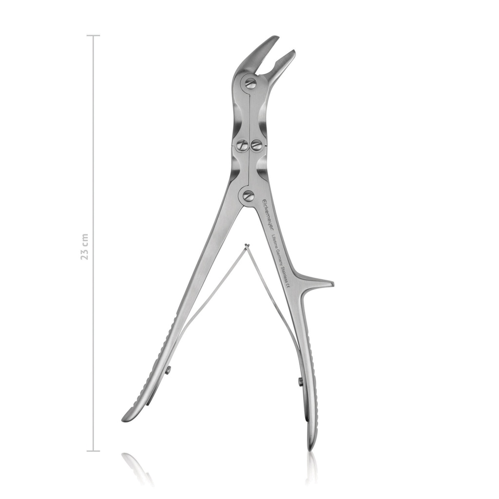 Bone rongeur Echlin, laterally curved, double action, 23 cm 