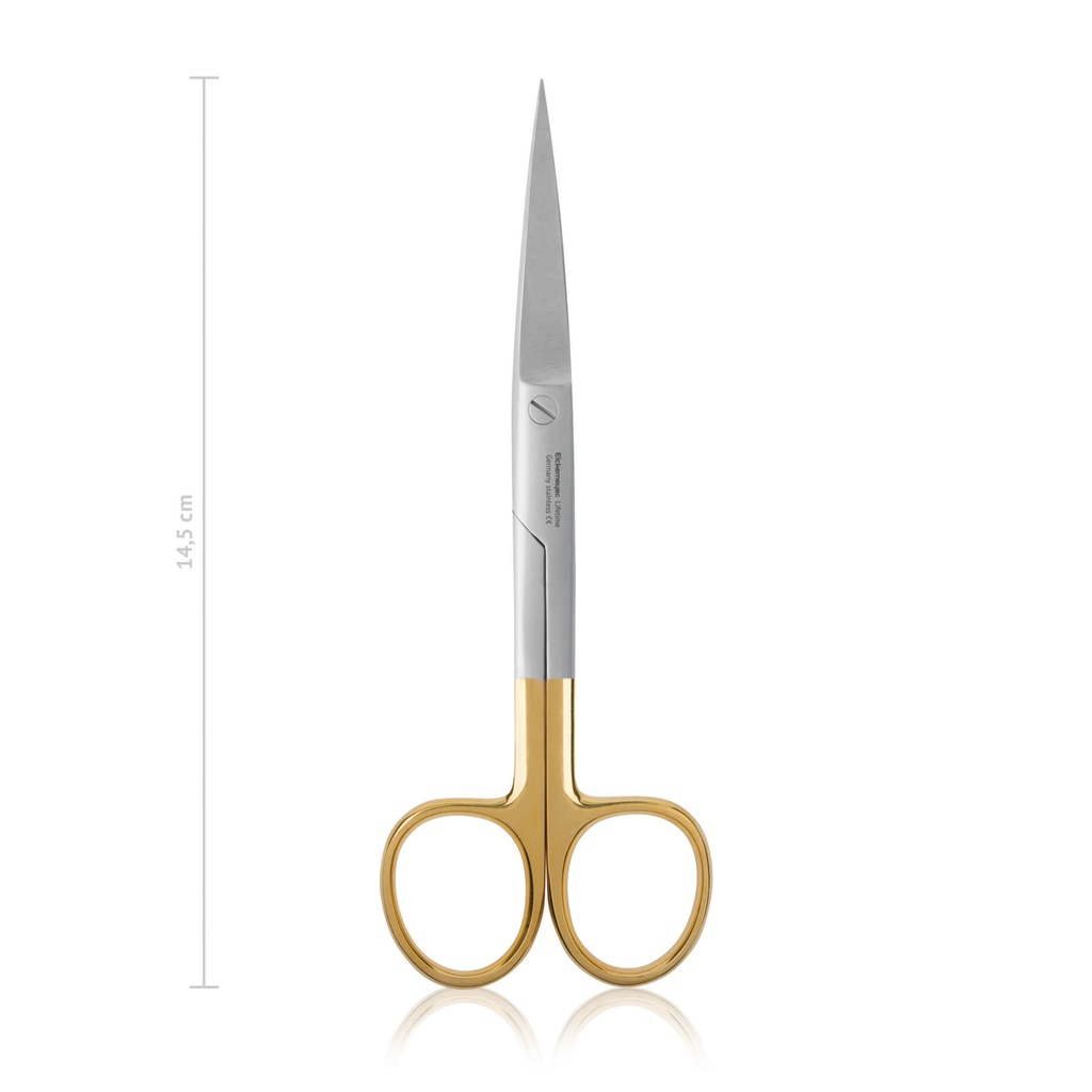 Surgical scissors, straight, sharp/sharp TC, 14,5 cm 