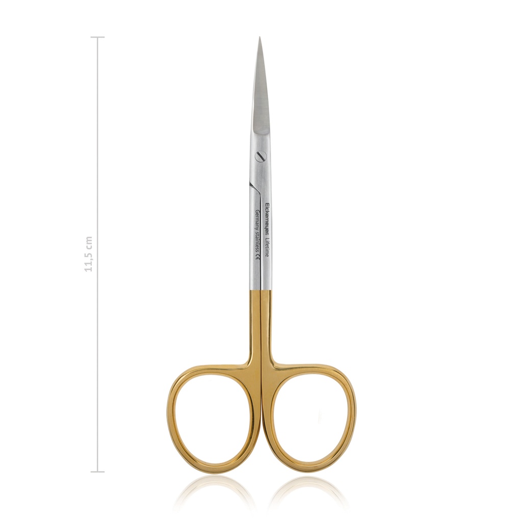 Delicate scissors, 11,5 cm, curved, TC, sharp/sharp 