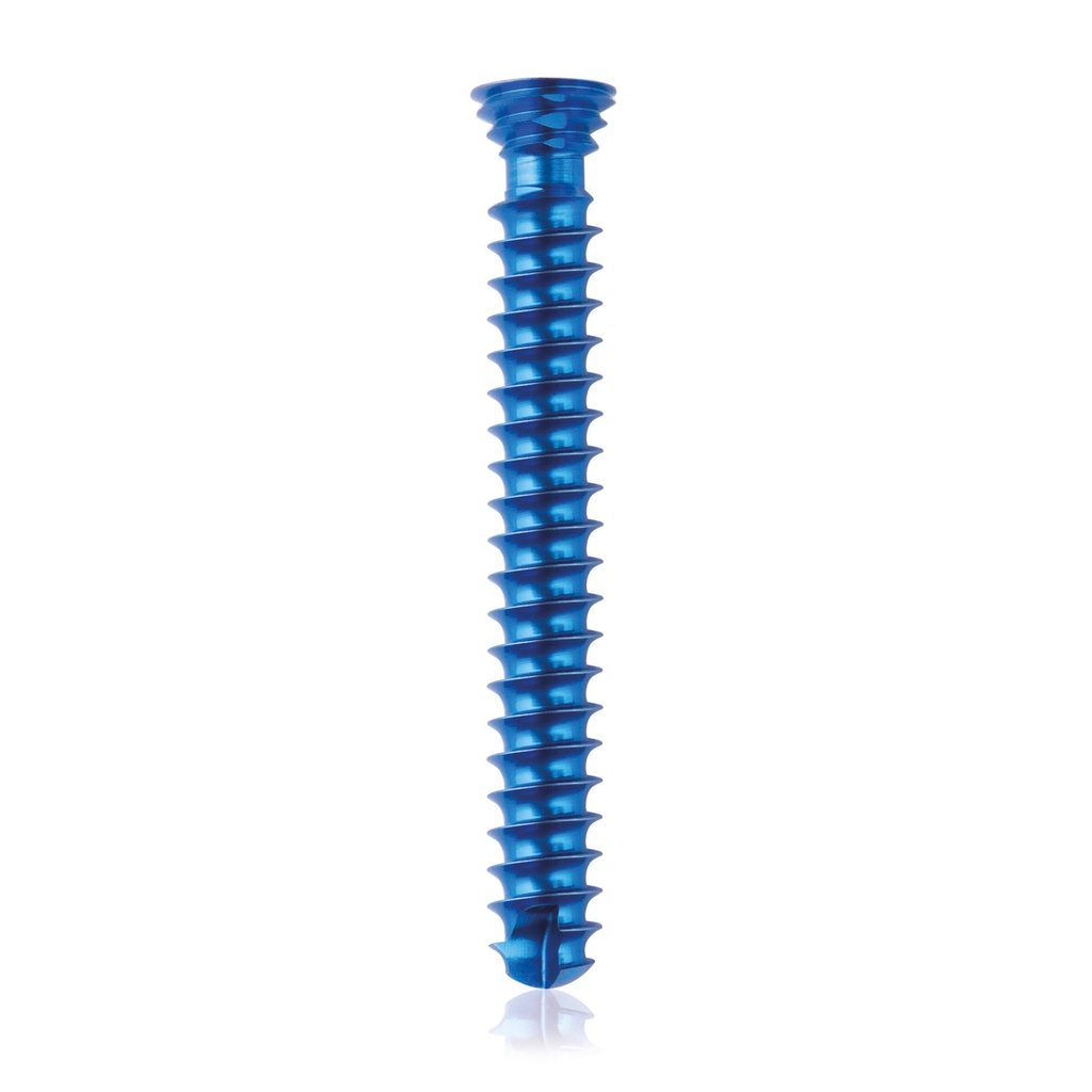 Titanium locking screw Ø4.0x 30mm,  multidirectional, blue, Torx 10,  self-drilling, self-tapping