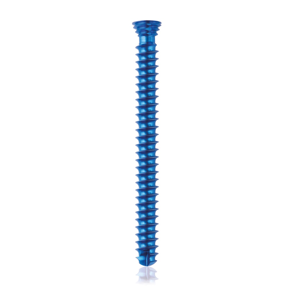 Titanium locking screw Ø4.0x 40mm, multidirectional, blue, Torx 10, self-drilling, self-tapping