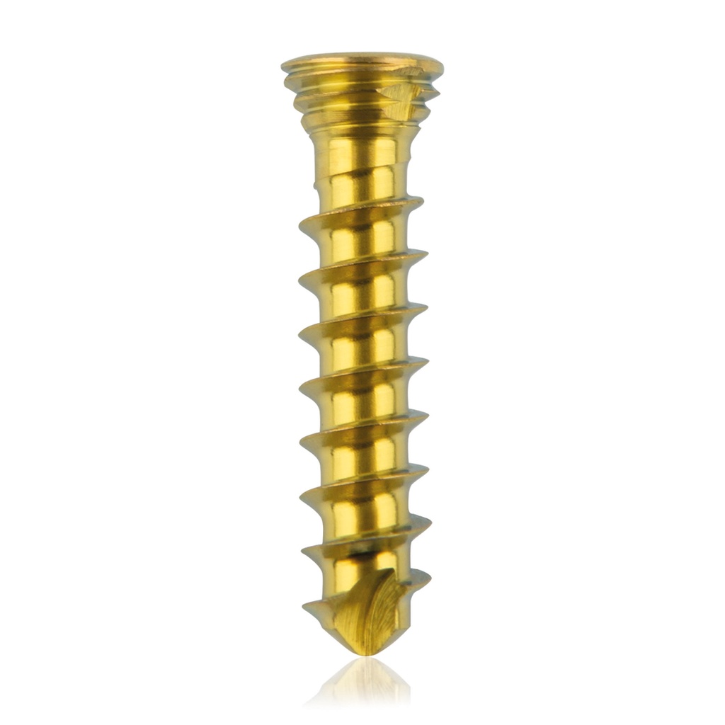 Titanium locking screw Ø2.3x12mm multi-directional, golden, Torx 6 self-drilling, self-tapping