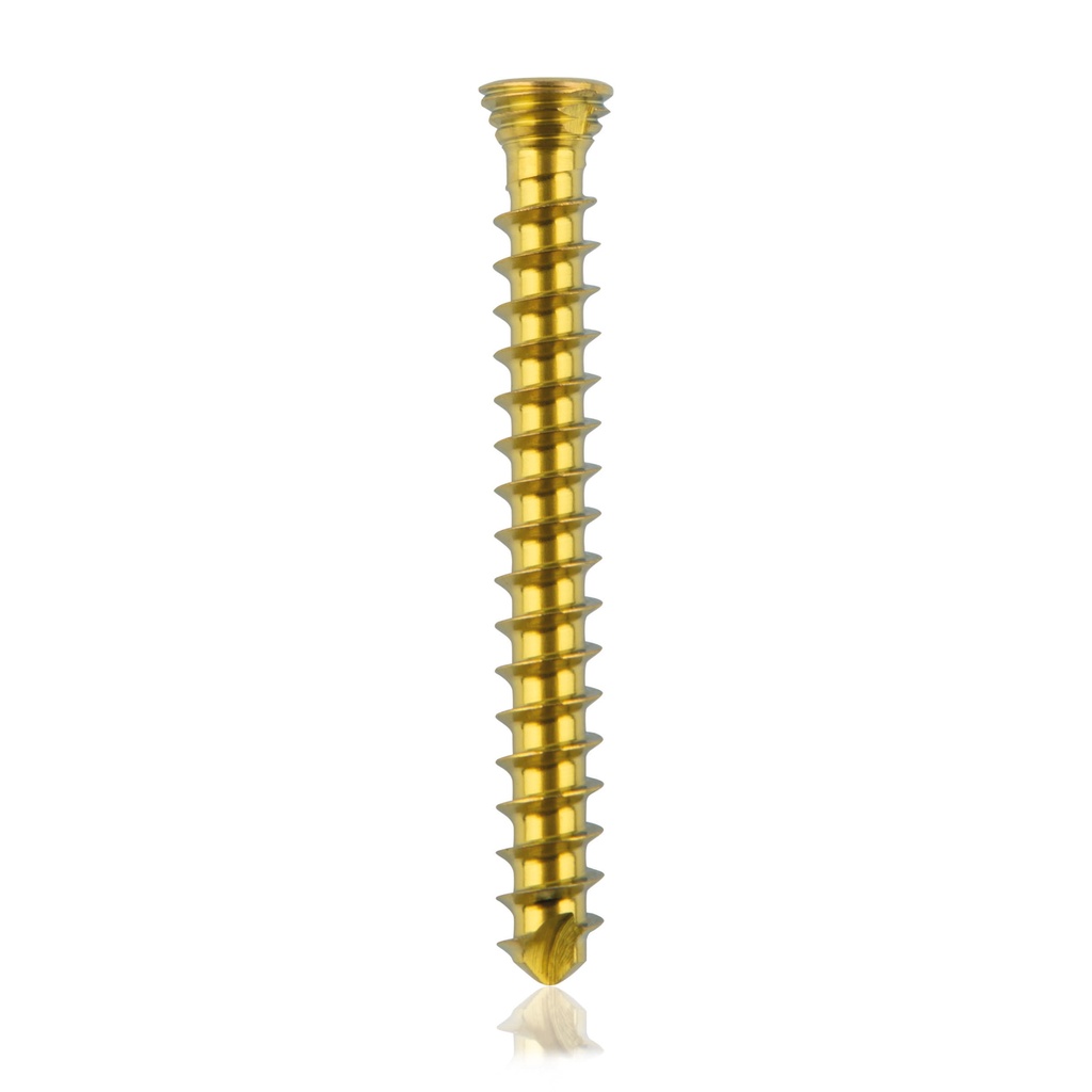 Titanium locking screw Ø2.3x20mm multi-directional, gold, Torx 6 self-drilling, self-tapping