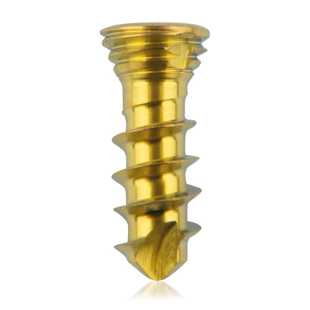 Titanium locking screw Ø2.3x 7mm multidirectional, gold, Torx 6 self-drilling, self-tapping