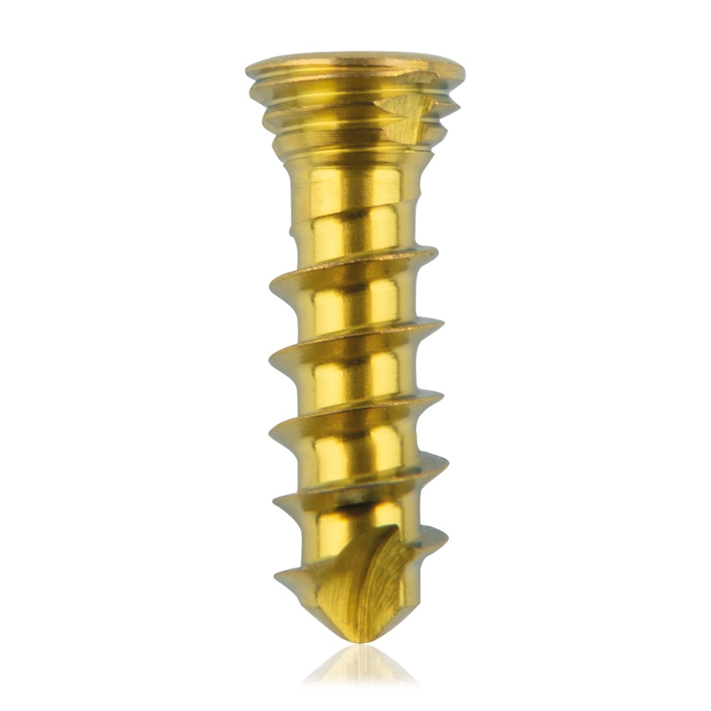 Titanium locking screw Ø2.3x 8mm multi-directional, gold, Torx 6 self-drilling, self-tapping