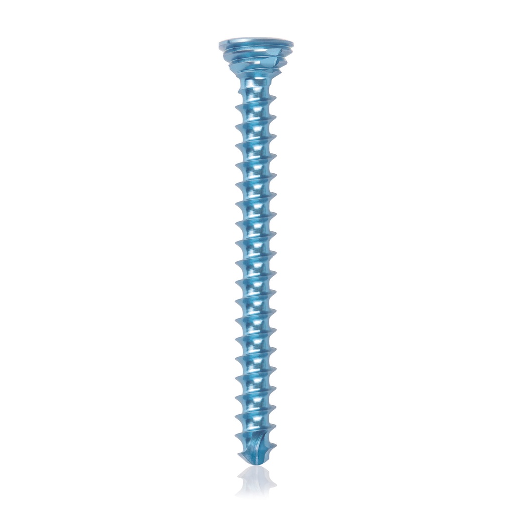 Titanium locking screw Ø2.7x28mm multidirectional, blue, Torx 10 self-drilling, self-tapping