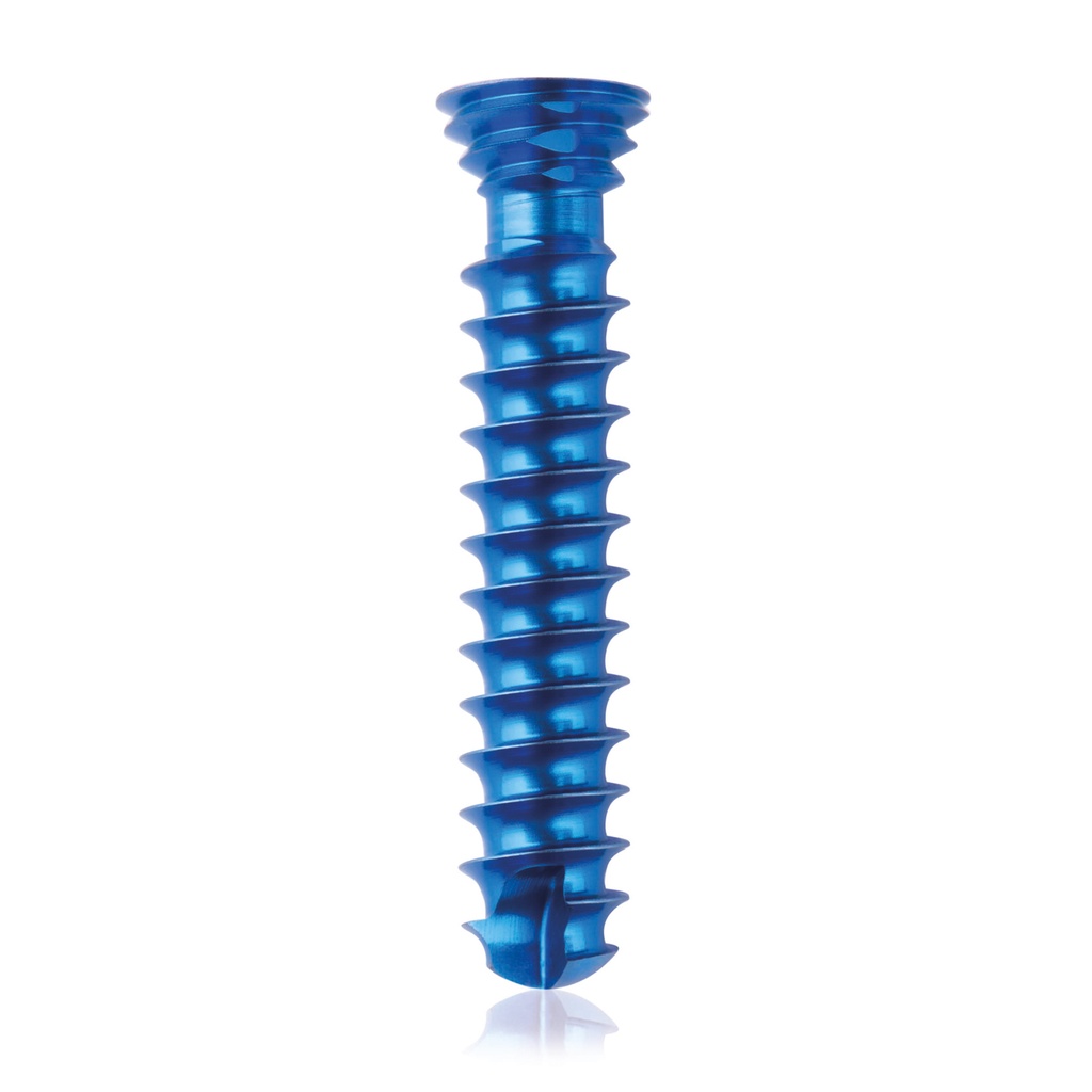 Titanium locking screw Ø4.0x 20mm, multidirectional, blue, Torx 10, self-drilling, self-tapping