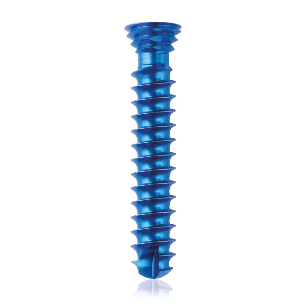 Titanium locking screw Ø4.0x 22mm, multidirectional, blue, Torx 10 self-drilling, self-tapping