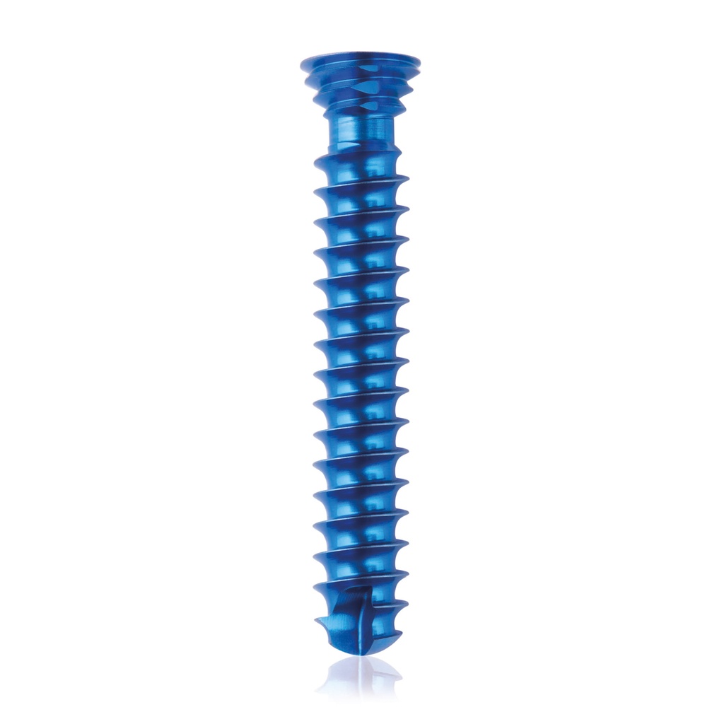 Titanium locking screw Ø4.0x 24mm, multidirectional, blue, Torx 10, self-drilling, self-tapping