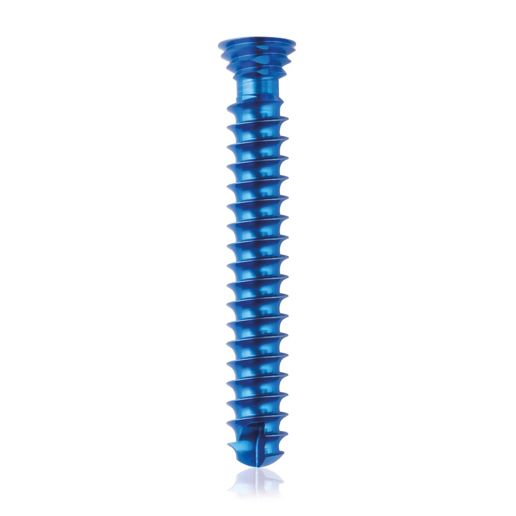 Titanium locking screw Ø4.0x 26mm, multidirectional, blue, Torx 10, self-drilling, self-tapping