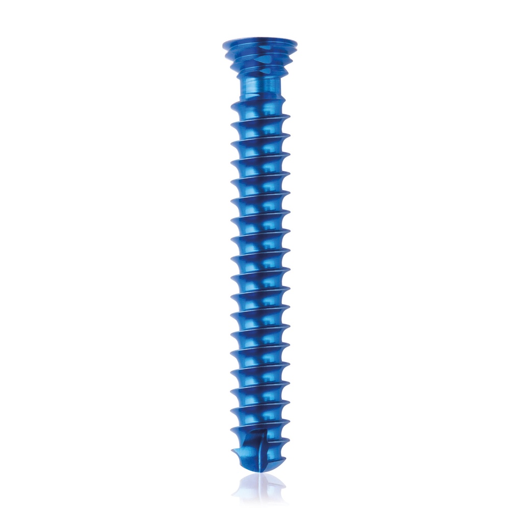 Titanium locking screw Ø4.0x 28mm,  multidirectional, blue, Torx 10, self-drilling, self-tapping