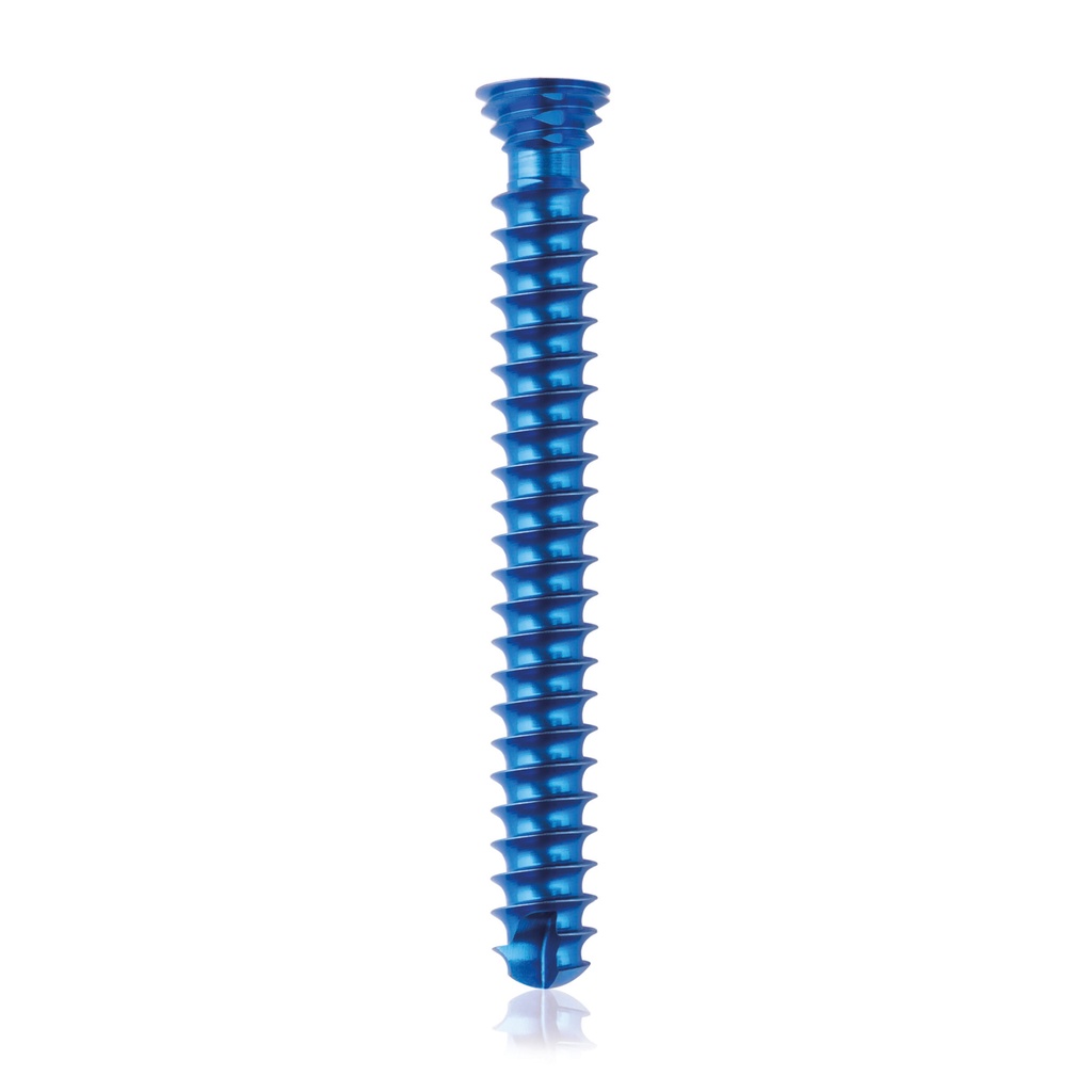 Titanium locking screw Ø4.0x 32mm, multidirectional, blue, Torx 10, self-drilling, self-tapping