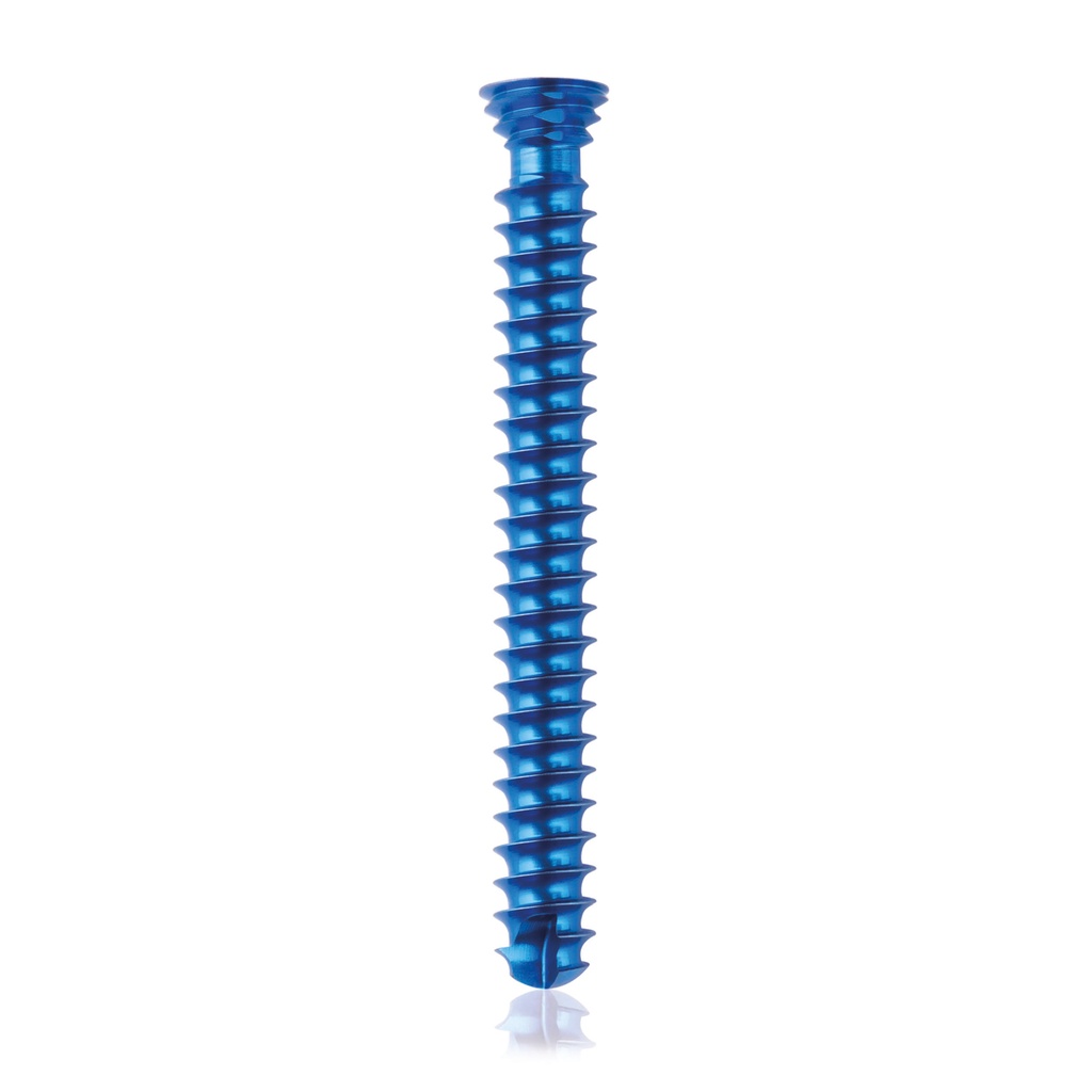 Titanium locking screw Ø4.0x 34mm, multidirectional, blue, Torx 10, self-drilling, self-tapping