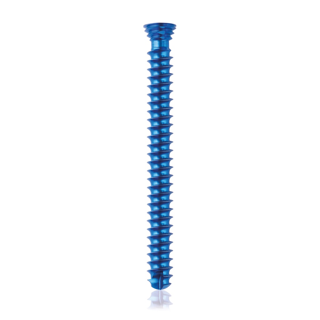 Titanium locking screw Ø4.0x 38mm, multidirectional, blue, Torx 10, self-drilling, self-tapping