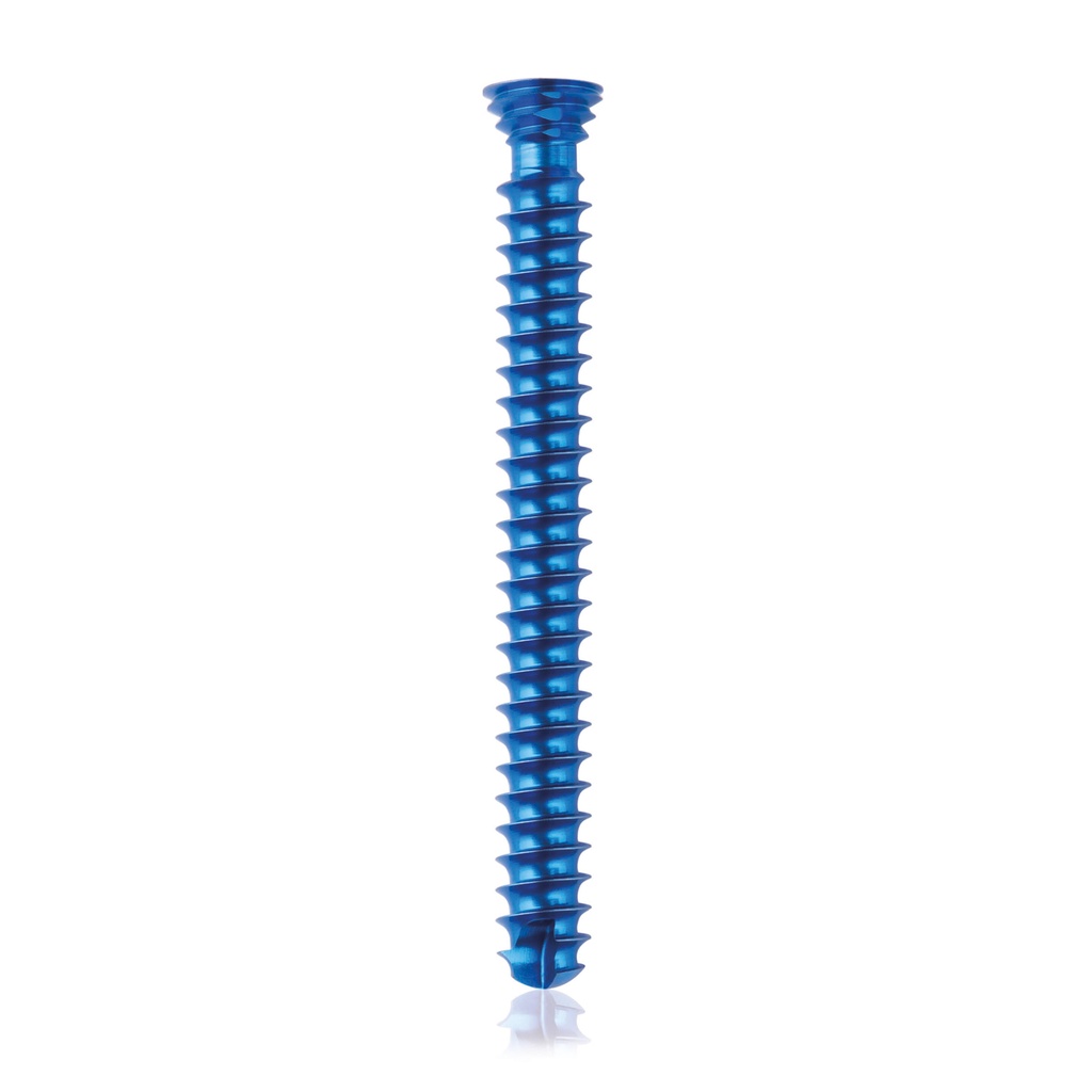 Titanium locking screw Ø4.0x 36mm, multidirectional, blue, Torx 10, self-drilling, self-tapping