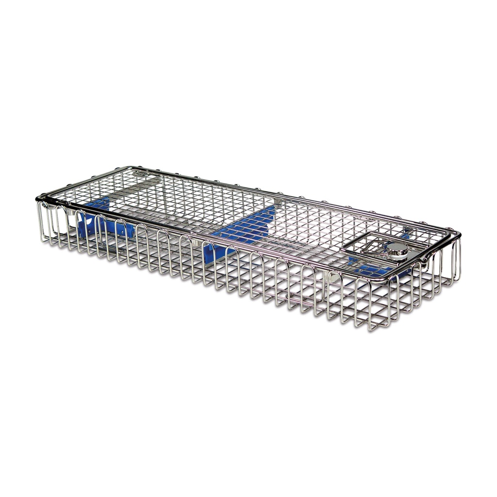 Universal wire basket for laparoscopes, 460 x 160 x 52 cm with lid and adaptable fixation