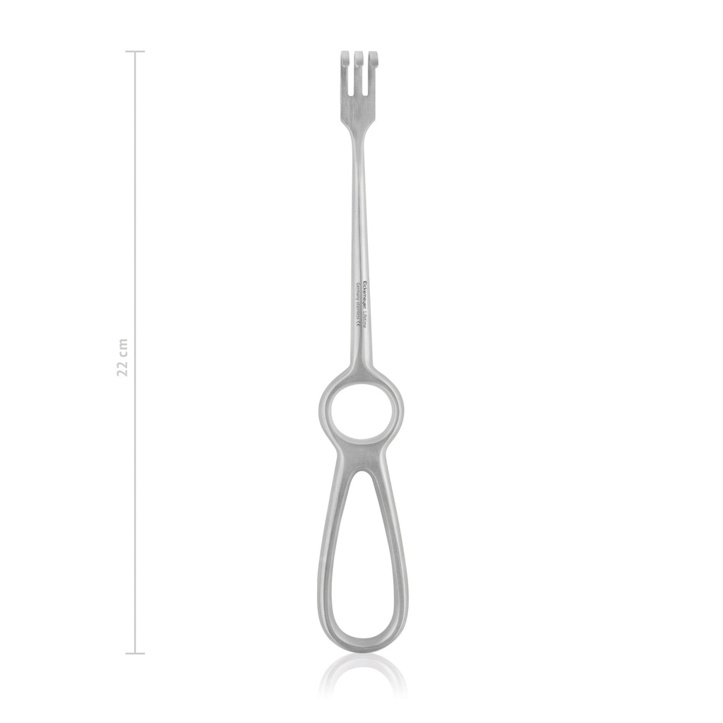 Retractor Volkmann, 22 cm, 3 prong, blunt, 9 x 13 mm 