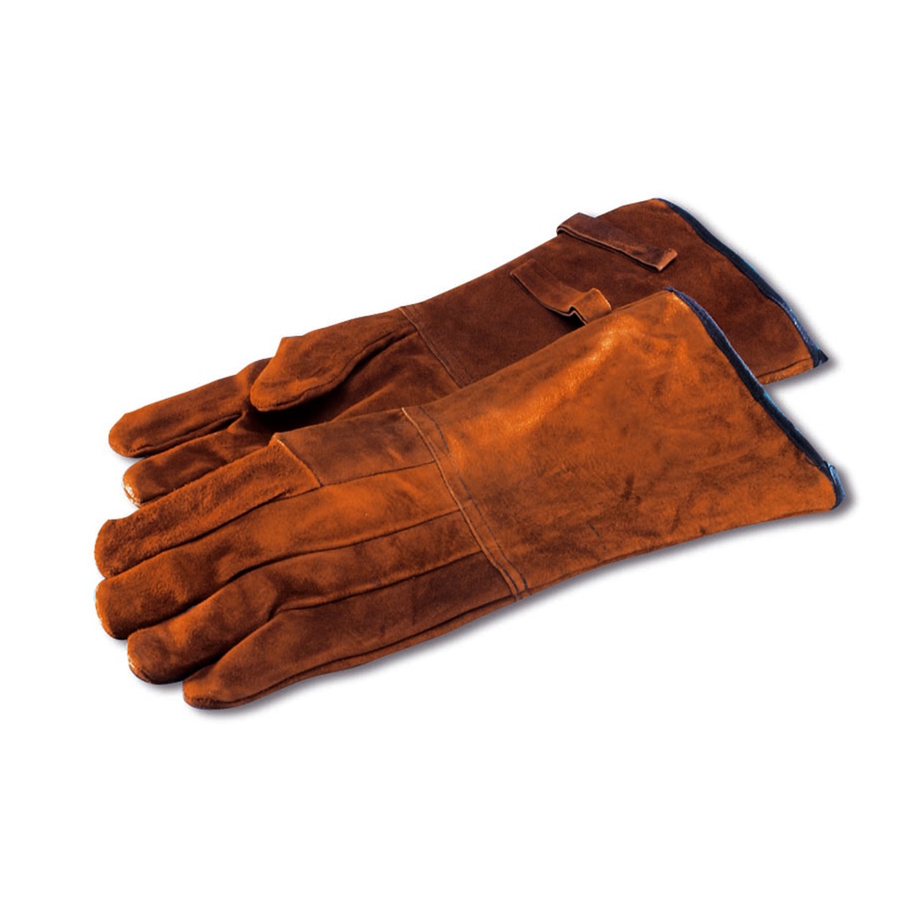 Animal handling gloves, strong leather, 30 cm, pair, with EICKEMEYER logo