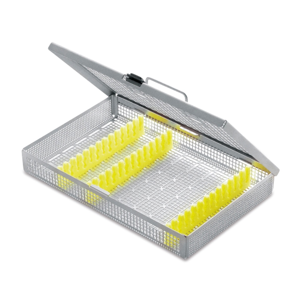 Dental sieve tray cassette with inserts for instruments 273 x 176 x 41 mm