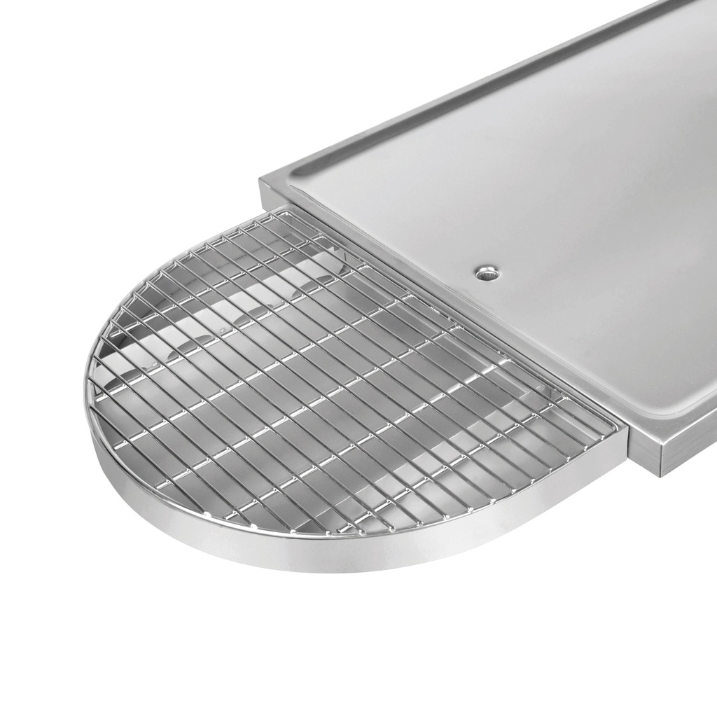 Rounded dental tray with drain pan with grid for for Eickemeyer operating tables