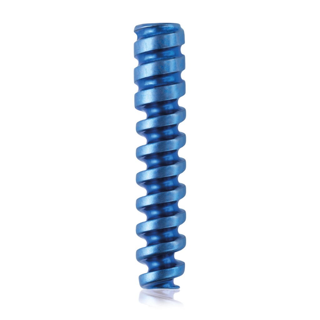 Titanium interference screw Ø3.0x16mm, cannulated, cannulation 1.1mm blue, HEX 2.0