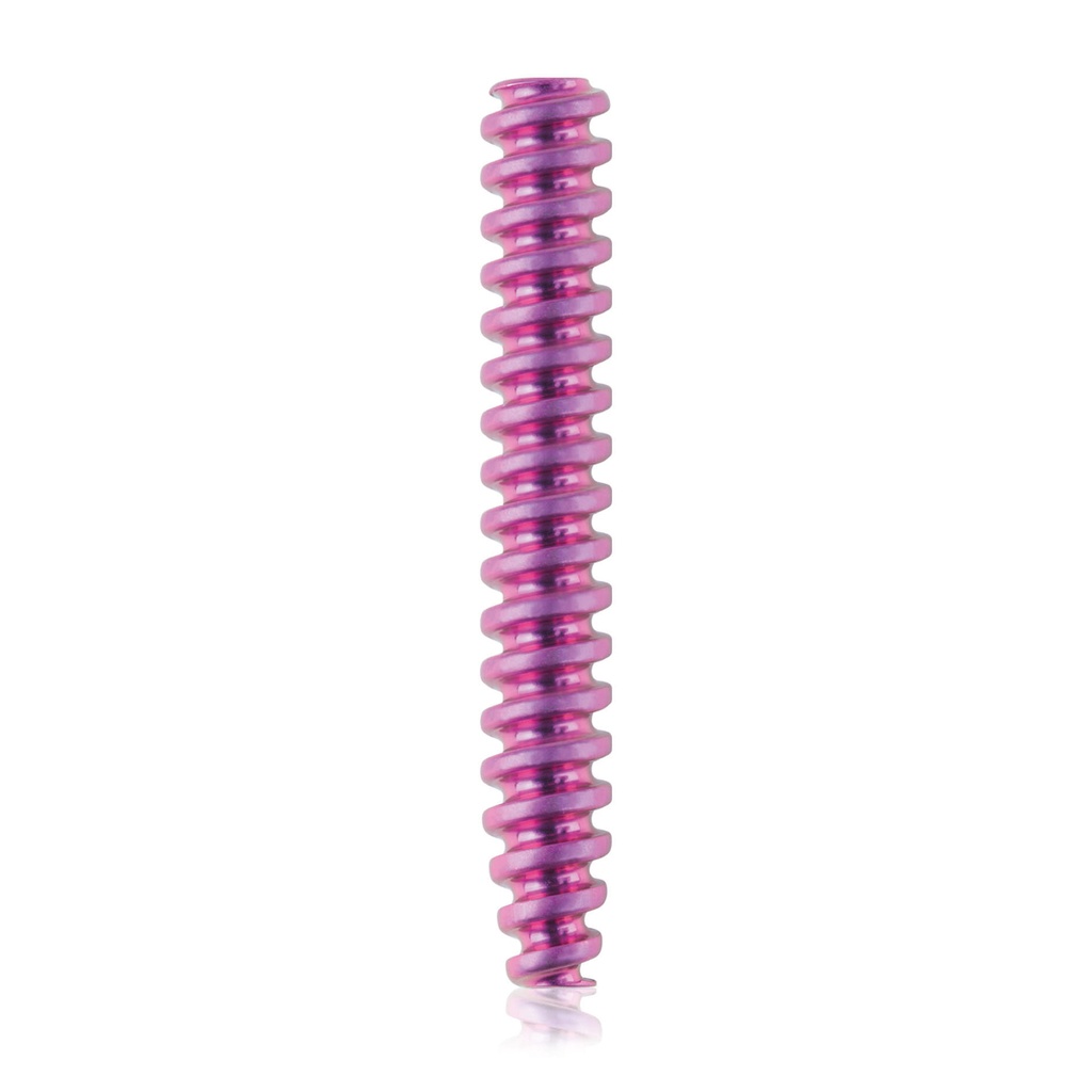 Titanium interference screw Ø 4.0x L 28mm, cannulated, cannulation 1.1mm, magenta HEX 2.0