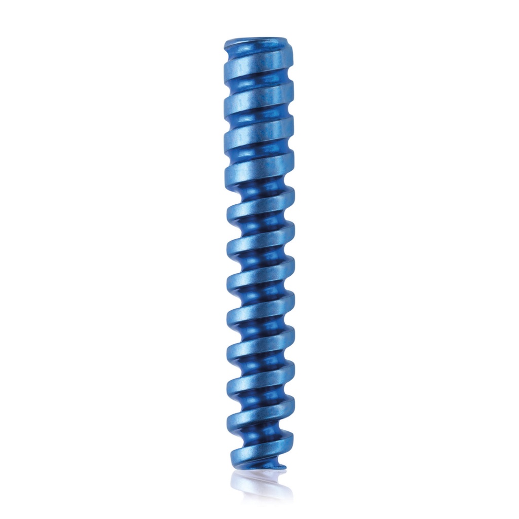 Titanium interference screw, Ø3.0 x L19mm, cannulated, Ø cannulation 1.1mm, blue, HEX 2.0