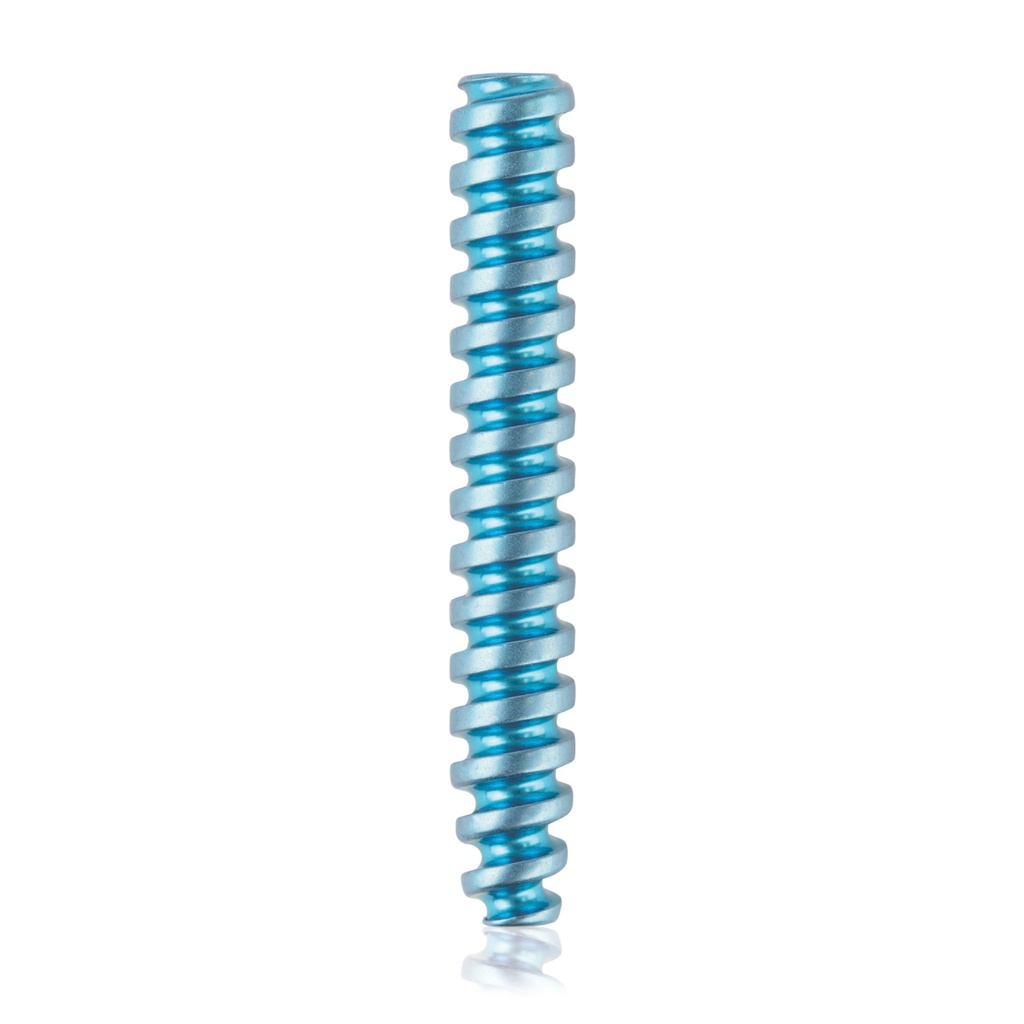 Titanium interference screw, Ø3.5 x L24mm, cannulated, Ø cannulation 1.1mm, light blue HEX 2.0