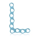 EickLoxx Micro bone plate, 1.0mm system, light blue, L - plate 9 hole, mm: 23.5 x 16.0 x 3.5 x 1.0