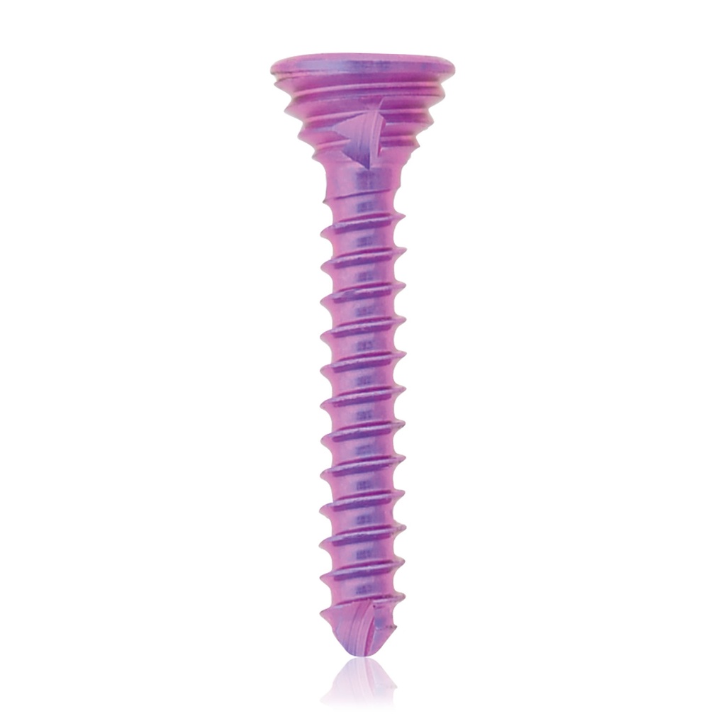 Titanium locking screw Ø1.2x 8mm, multi-directional, magenta, Torx 6, self-drilling, self-tapping