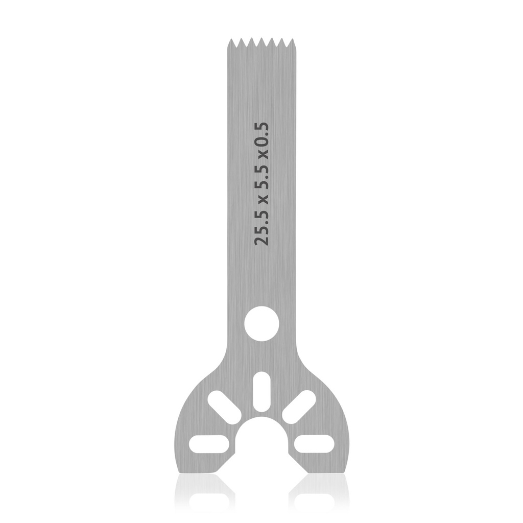 Saw blade Stryker mount, L 25.5 x W 5.5 x H 0.5 mm