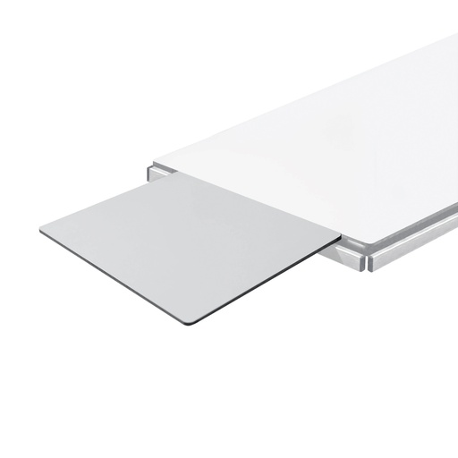 [602802] Attachable tray made of hardened plastic 390x300x6 mm with holding device for rails