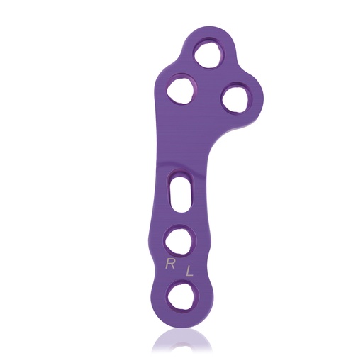 [187763] EickLoxx TPLO right 3 / 3 hole locking plate L, 54 mm, Ø 2.7/ 3.5, magenta,Titanium