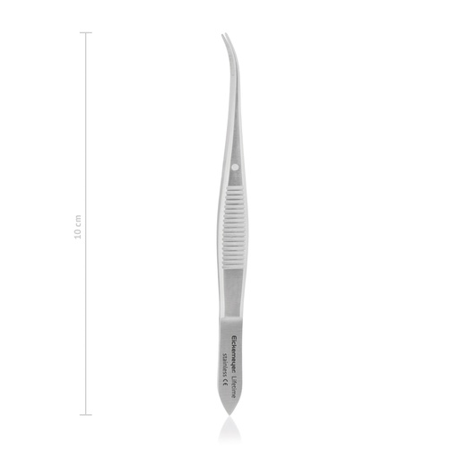 [170710] Iris forceps Gräfe curved, 10 cm, serrated 