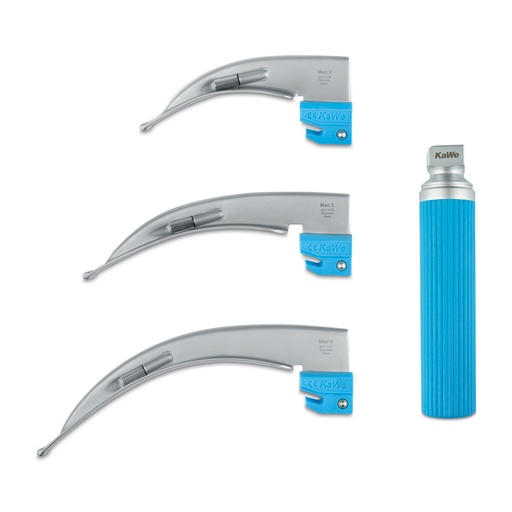 [301401] Laryngoscope Set MacIntosh with handle and 3 blades in sizes 2, 3 and 4 in case